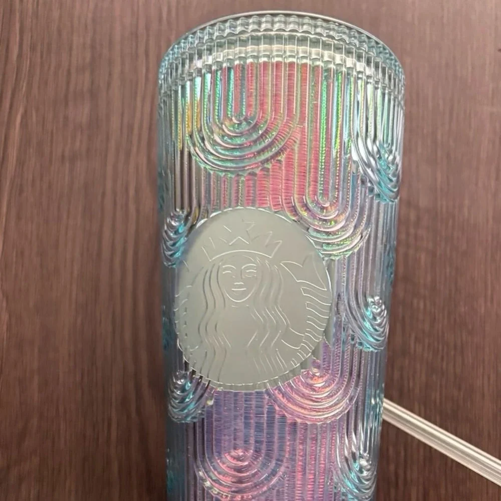 Starbucks Iridescent Teal‎ Scalloped Arch Venti Tumbler 24oz Cold Cup 011129726